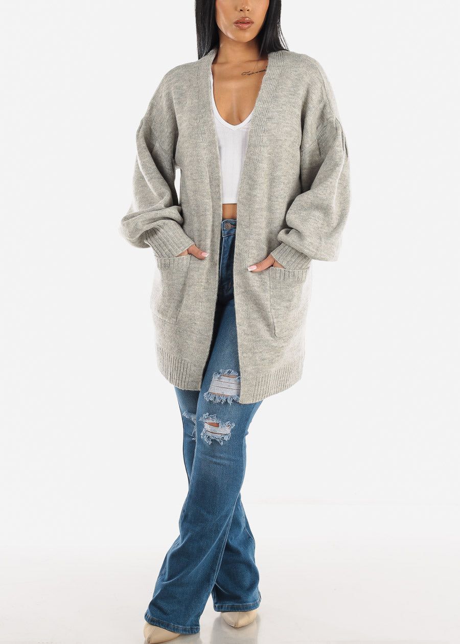Long Sleeve Maxi Cardigan Heather Grey w Pockets sold by Moda product image thumbnail 2