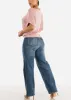 High Waist Wide Leg Straight Stretch Jeans Med Wash sold by Moda