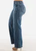 High Waist Wide Leg Straight Stretch Jeans Med Wash sold by Moda