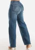 High Waist Wide Leg Straight Stretch Jeans Med Wash sold by Moda