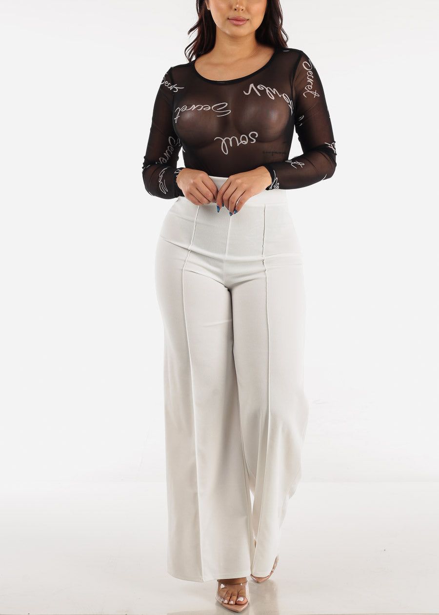 Black Long Sleeve Mesh Graphic Bodysuit sold by Moda product image thumbnail 5