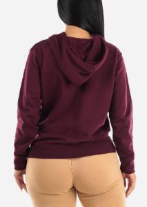 Long Sleeve Fleece Pullover Sweatshirt Burgundy sold by Moda