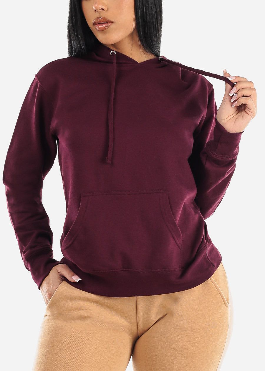 Long Sleeve Fleece Pullover Sweatshirt Burgundy sold by Moda