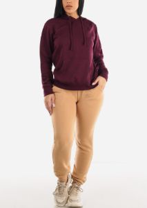 Long Sleeve Fleece Pullover Sweatshirt Burgundy sold by Moda