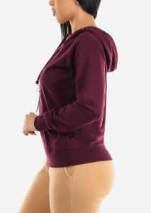 Long Sleeve Fleece Pullover Sweatshirt Burgundy sold by Moda