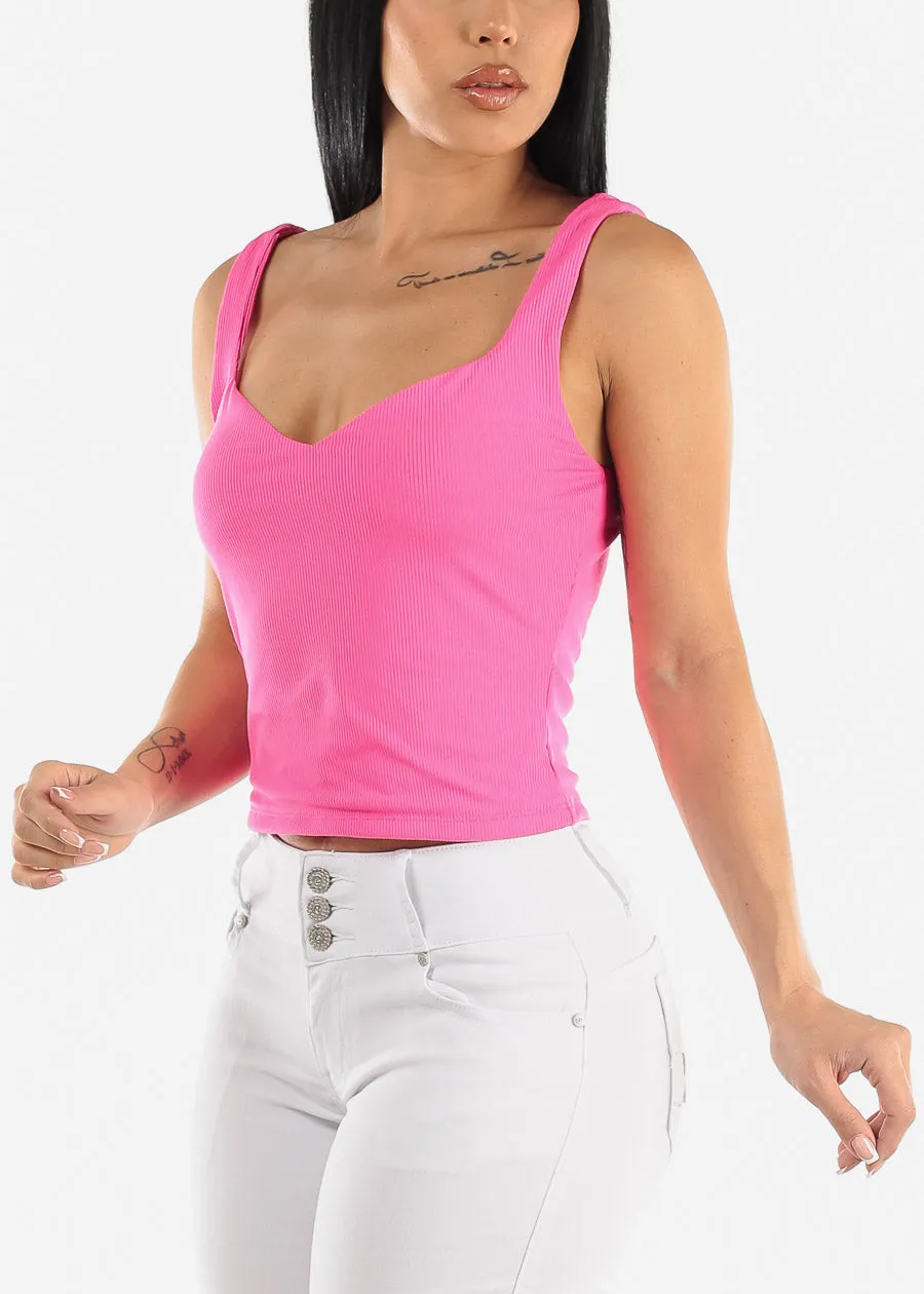 Sweetheart Neckline Tank Top Hot Pink sold by Moda