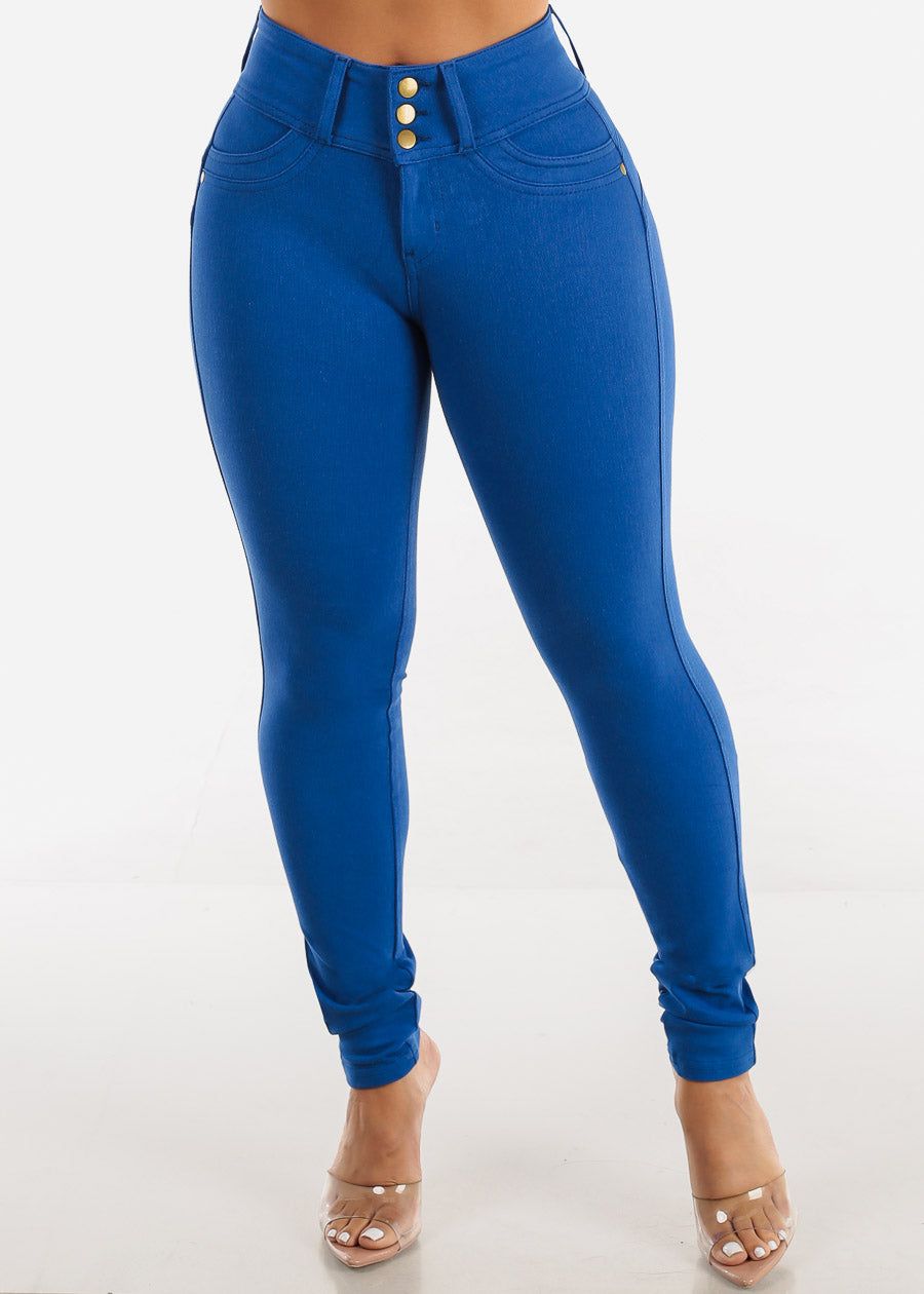 High Waisted Butt Lifting Royal Blue Denim Jeggings sold by Moda product image thumbnail 3