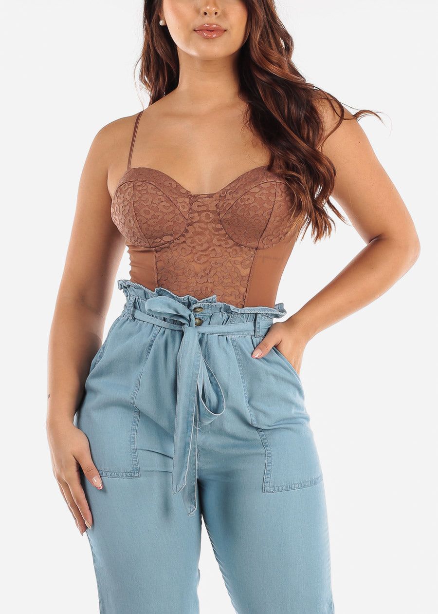 Sexy See Through Mesh Bodysuit w Leopard Mesh sold by Moda