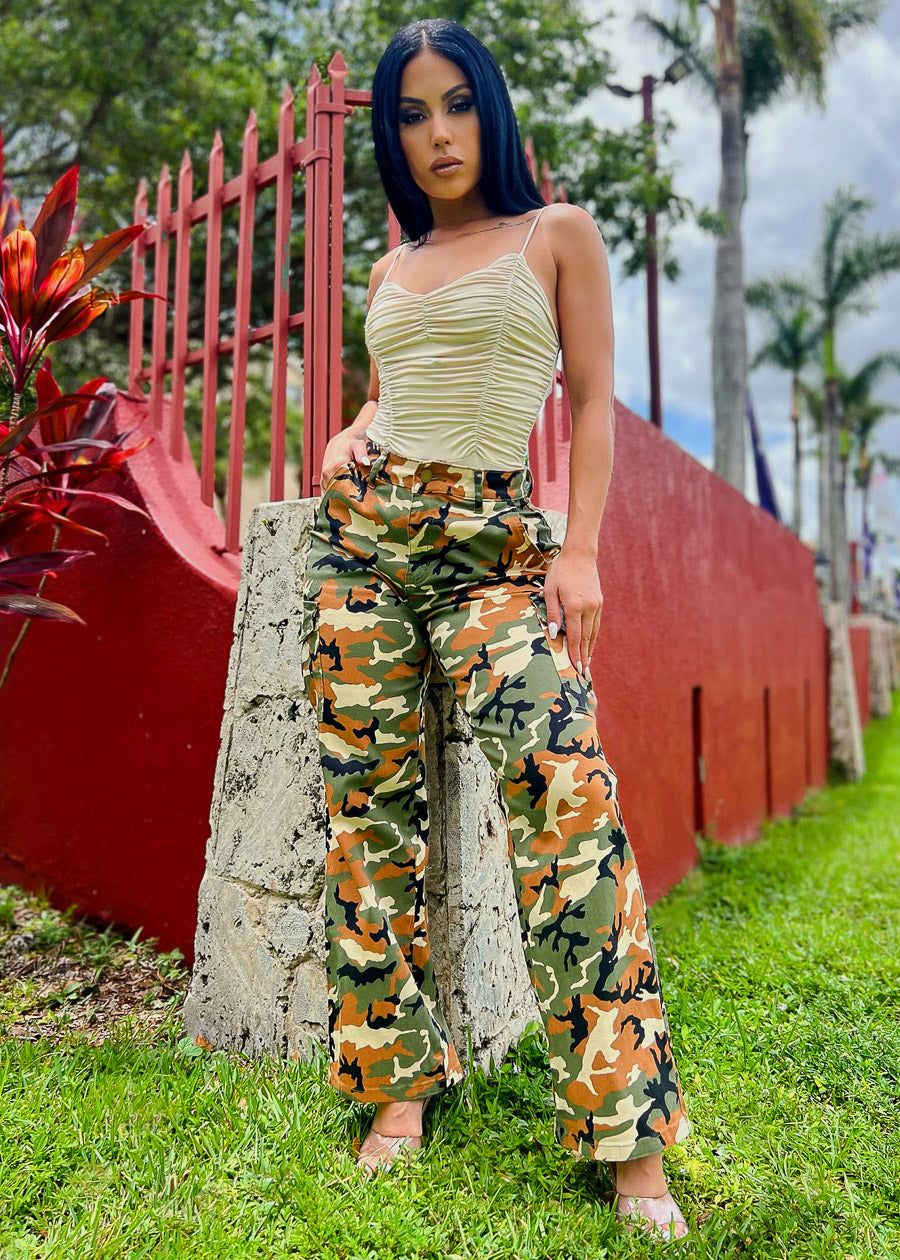 Sleeveless Ruched Double Layer Cami Bodysuit Khaki sold by Moda product image thumbnail 2