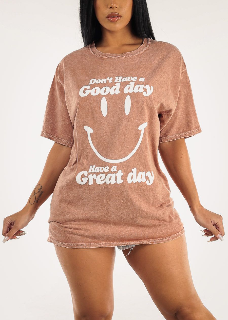 Vintage Graphic Oversize Short Sleeve Tee Have a Great Day sold by Moda product image thumbnail 5