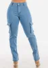Butt Lift High Waist Straight Cargo Jeans Light Blue sold by Moda