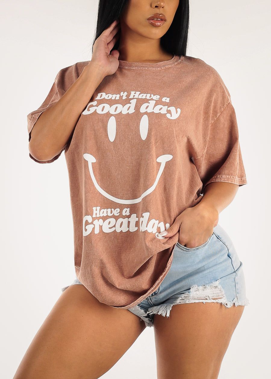 Vintage Graphic Oversize Short Sleeve Tee Have a Great Day sold by Moda
