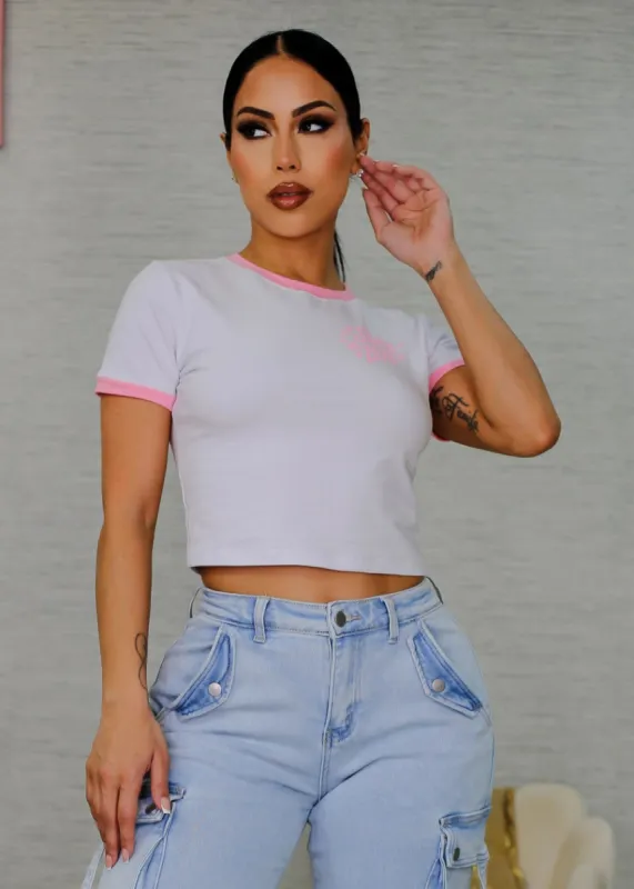 Short Sleeve White Graphic Crop Top "Share The Love" made by Moda
