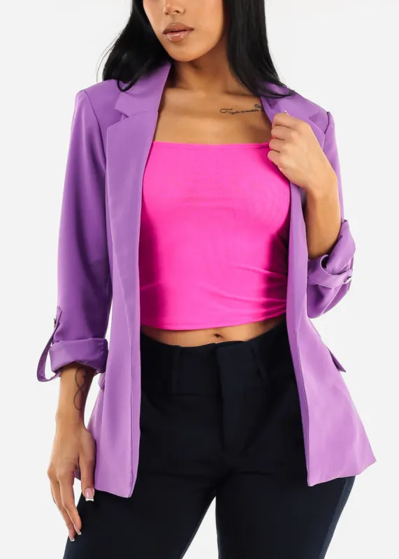 Long Sleeve Relax Fit Blazer Purple sold by Moda