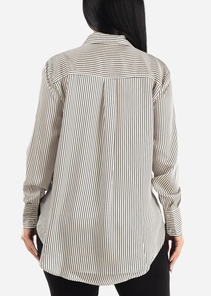 Long Sleeve Button Up Pinstripe Woven Shirt sold by Moda product image thumbnail 4