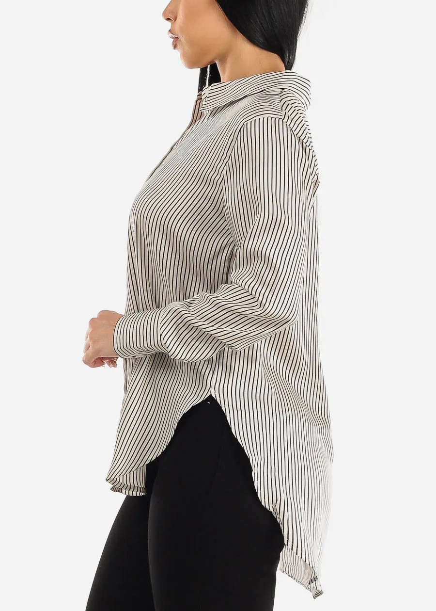 Long Sleeve Button Up Pinstripe Woven Shirt sold by Moda product image thumbnail 3