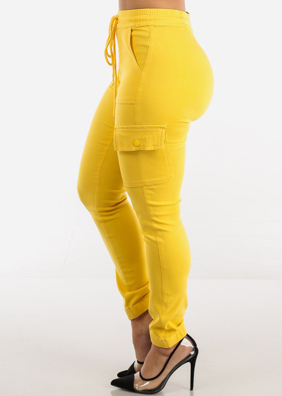 High Rise Drawstring Cargo Pants Yellow sold by Moda product image thumbnail 3
