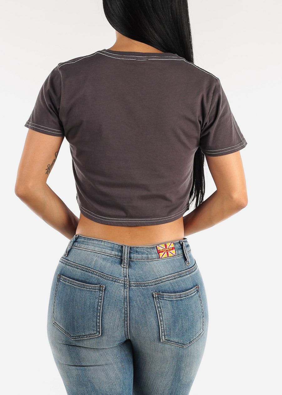 Charcoal Vintage Cotton Crop Top Long Live Cowgirls sold by Moda product image thumbnail 4