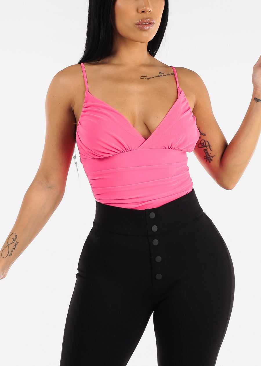 Ruched Sides Mesh Bodysuit Hot Pink sold by Moda product image thumbnail 5