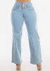 Butt Lifting Straight Wide Leg Jeans Light Blue sold by Moda