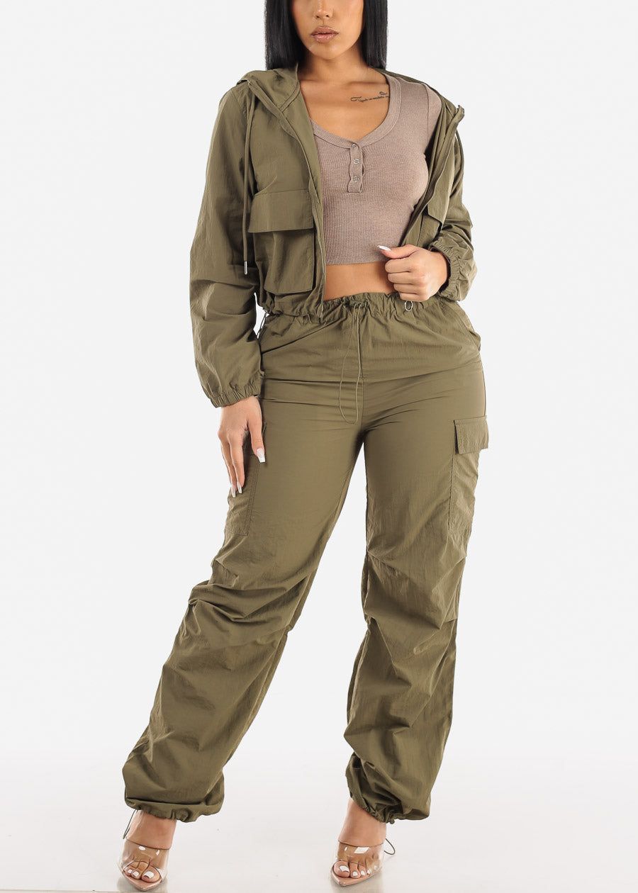 Long Sleeve Ribbed Crop Top Mocha w Snap Button Neckline sold by Moda product image thumbnail 2