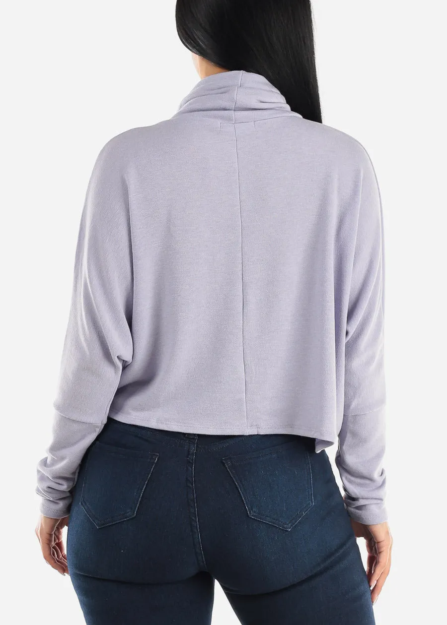 Long Dolman Sleeve Turtleneck Cropped Pullover Lavender sold by Moda product image thumbnail 4