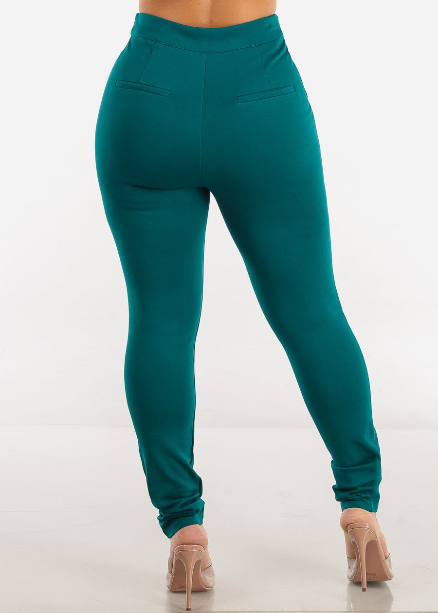 Teal High Waist Dressy Skinny Pants sold by Moda product image thumbnail 4