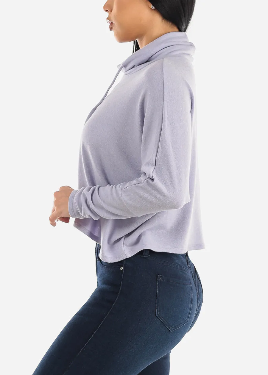 Long Dolman Sleeve Turtleneck Cropped Pullover Lavender sold by Moda product image thumbnail 3