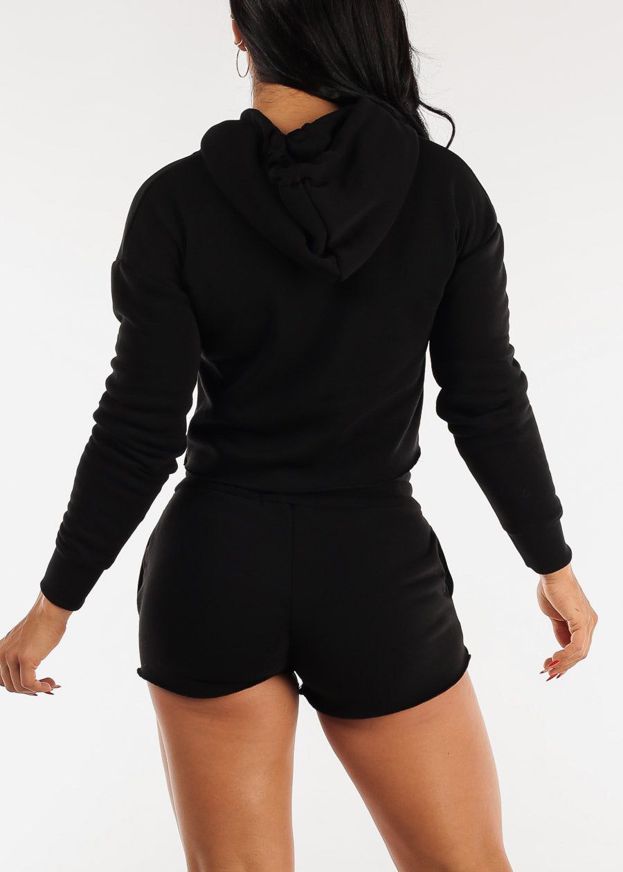 Fleece Cropped Hoodie & Shorts Black (2 PCE SET) sold by Moda product image thumbnail 4