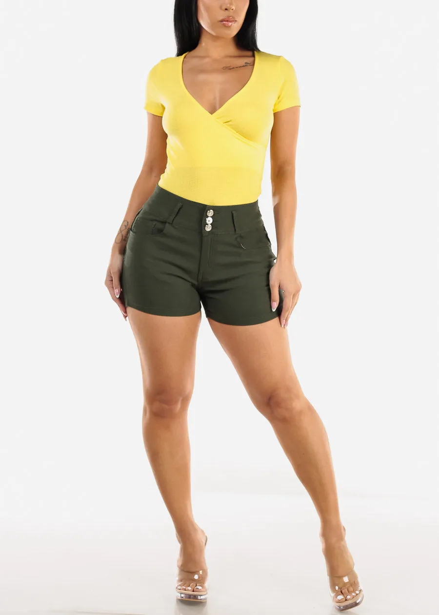 Short Sleeve Surplice Ribbed Top Yellow sold by Moda product image thumbnail 2