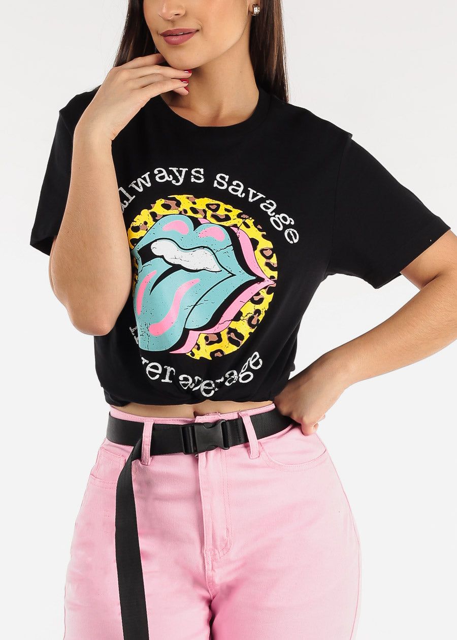 Black Short Sleeve Always Savage Graphic Tee sold by Moda