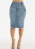 Light Butt Lifting Denim Fringe Hem Pencil Skirt sold by Moda