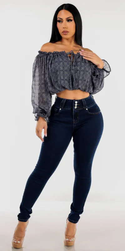 Printed Butt Lift Skinnies Outfit sold by Moda