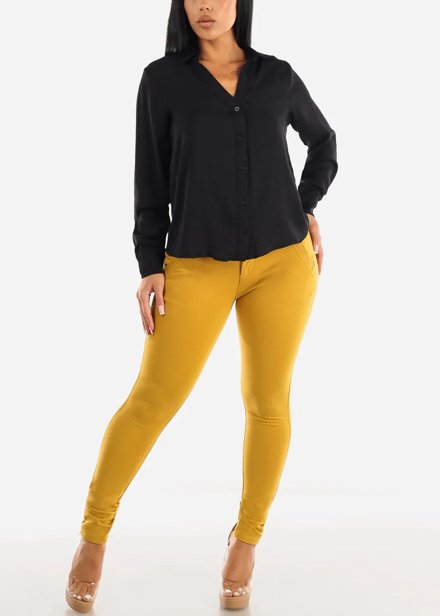 Black Long Sleeve Button Down Collared Blouse sold by Moda product image thumbnail 2