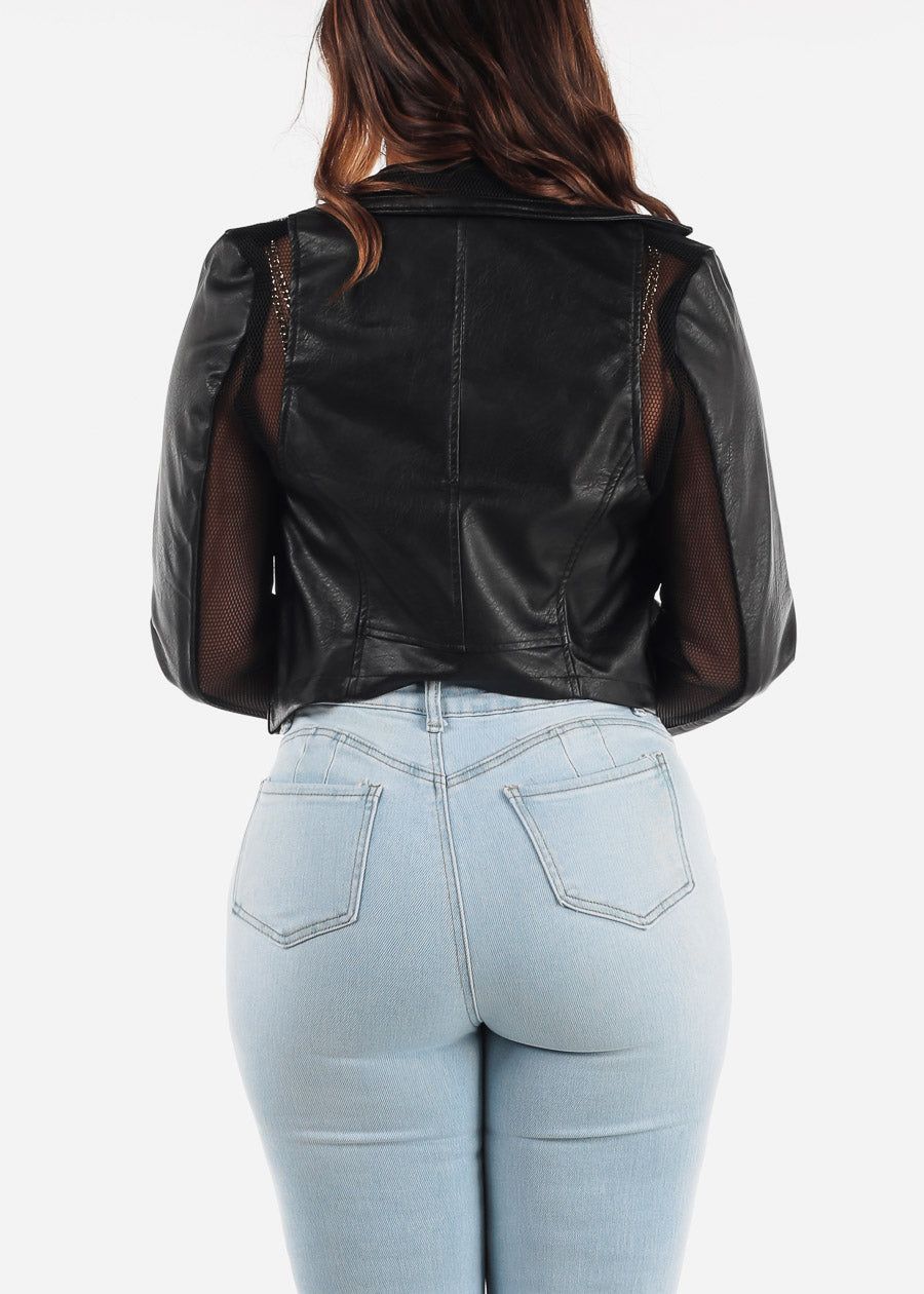 Zip Up Black Blazer w Mesh Detail sold by Moda product image thumbnail 7
