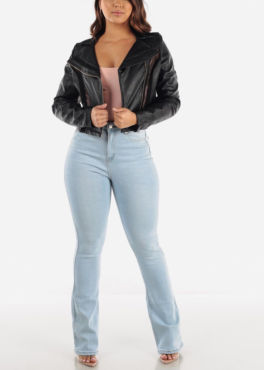 Zip Up Black Blazer w Mesh Detail sold by Moda product image thumbnail 5