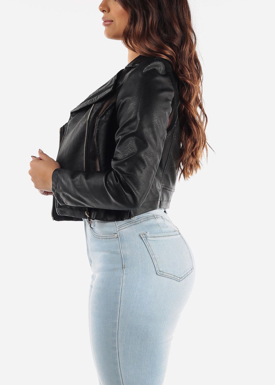 Zip Up Black Blazer w Mesh Detail sold by Moda product image thumbnail 6