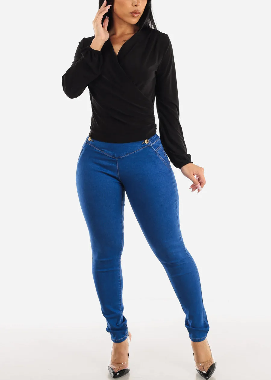 High Spandex Waist Butt Lifting Skinny Jeans Indigo sold by Moda product image thumbnail 2