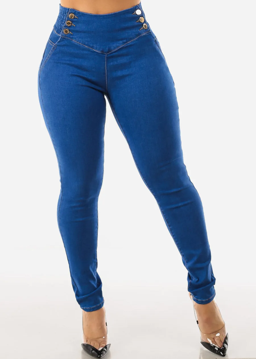 High Spandex Waist Butt Lifting Skinny Jeans Indigo sold by Moda product image thumbnail 3