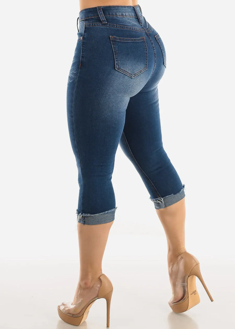 Mid Rise Stretchy Cuffed Denim Capris sold by Moda product image thumbnail 4