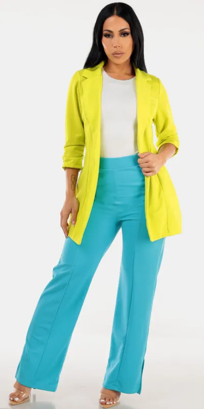 Blazer Wide Leg Blue Pants Look made by Moda