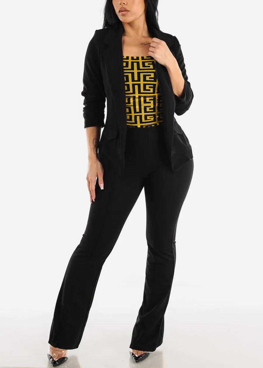 Long Sleeve Printed Mesh Thong Bodysuit Yellow & Black sold by Moda product image thumbnail 2