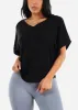 Short Sleeve Black Vneck Soft Terry Top sold by Moda