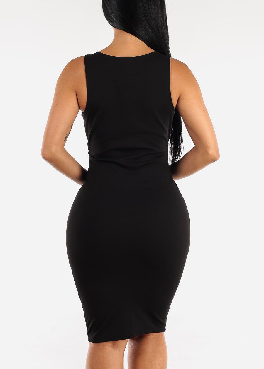 Sleeveless Black Bodycon Dress w Side Ruffle Detail sold by Moda product image thumbnail 4