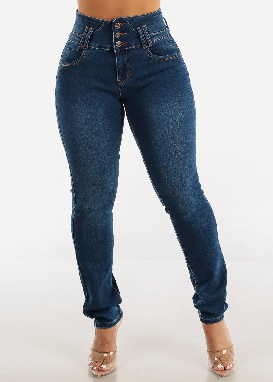MX JEANS Levantacola High Waisted Med Blue Skinny Jeans sold by Moda product image thumbnail 3