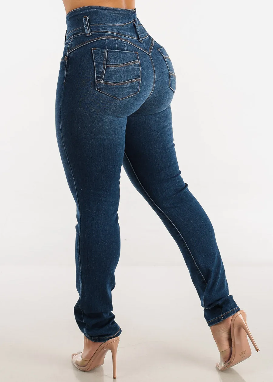 MX JEANS Levantacola High Waisted Med Blue Skinny Jeans sold by Moda product image thumbnail 5