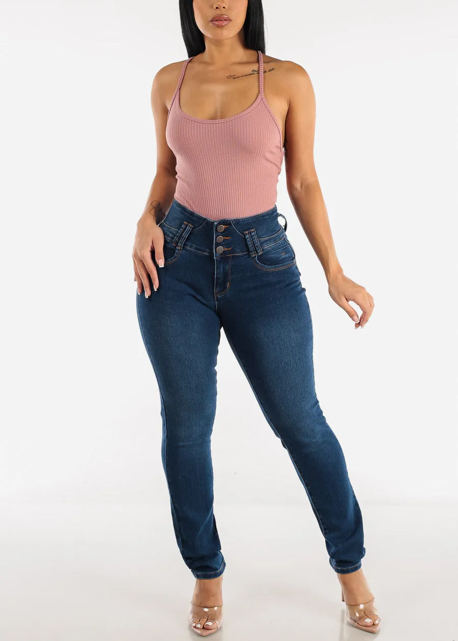 MX JEANS Levantacola High Waisted Med Blue Skinny Jeans sold by Moda product image thumbnail 2