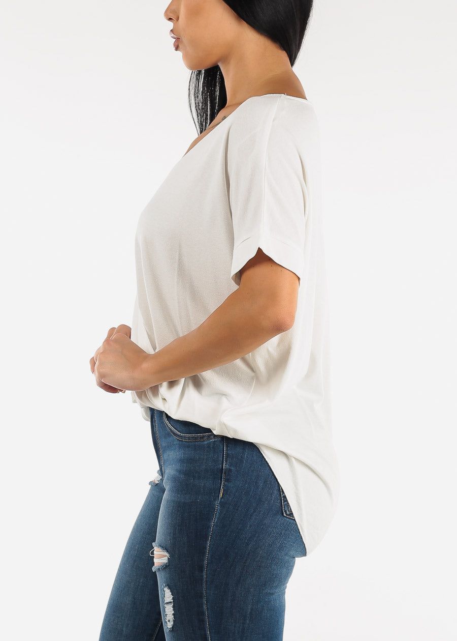 Short Sleeve Surplice Tunic Top White sold by Moda product image thumbnail 4