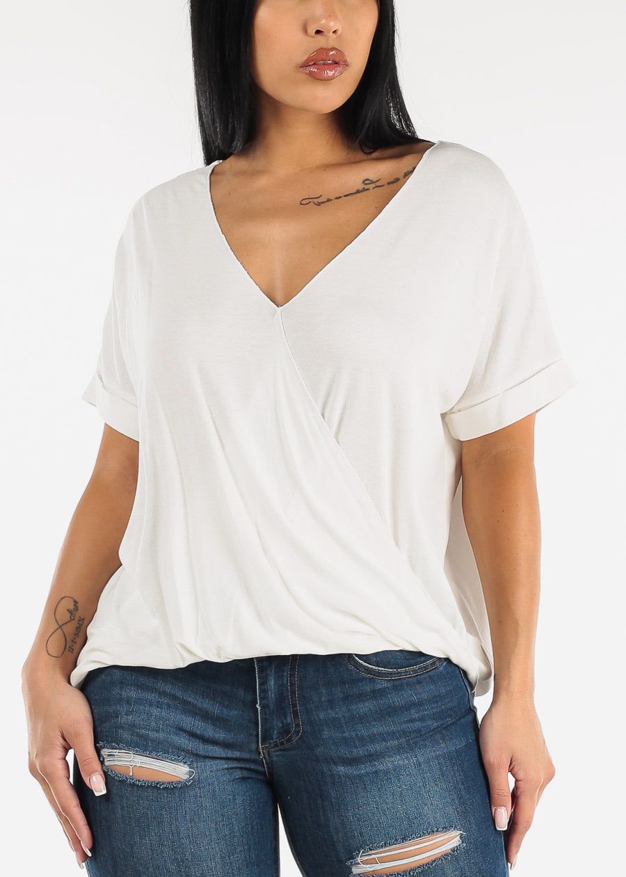 Short Sleeve Surplice Tunic Top White sold by Moda product image thumbnail 3