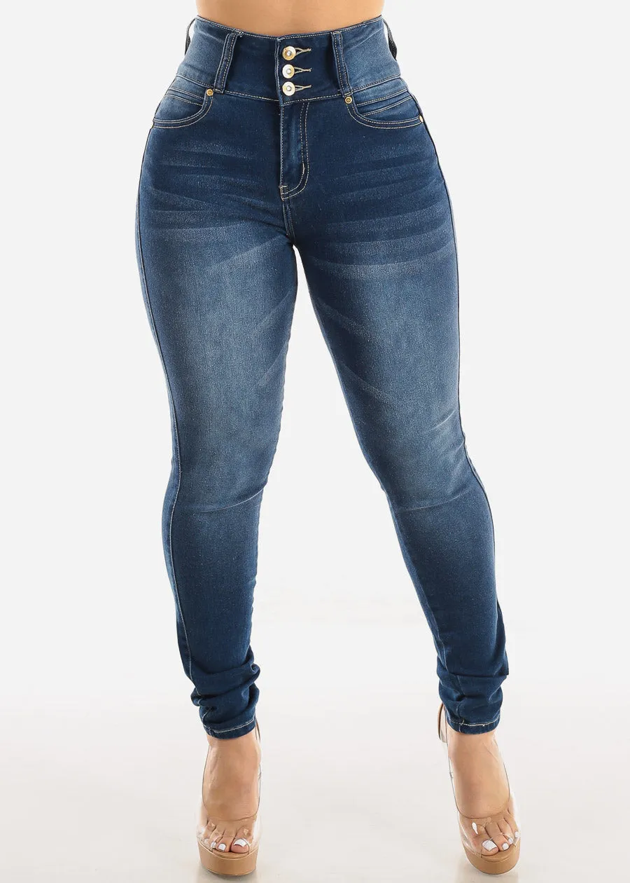 Ultra High Waisted Levantacola Skinny Jeans Med Blue sold by Moda product image thumbnail 3